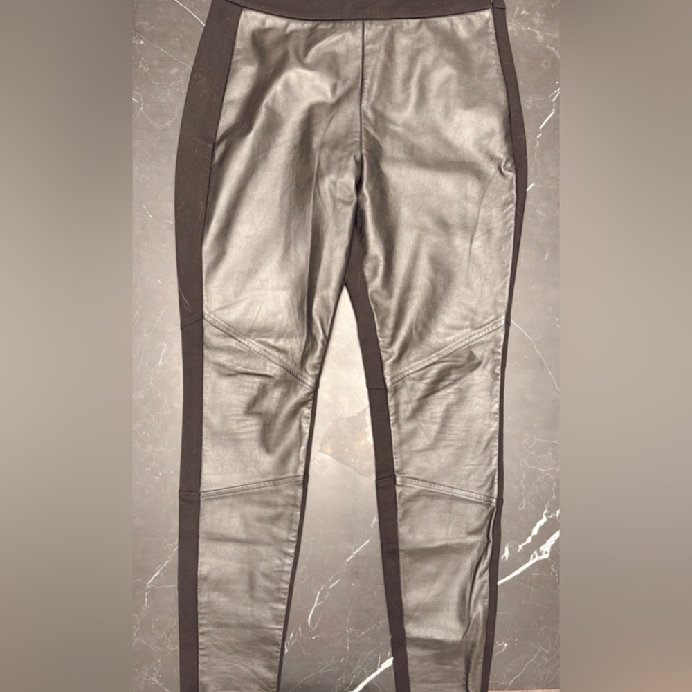 Ted Baker Black Skinny Pants with Leather Front